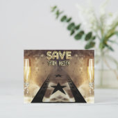 Hollywood Bling Save The Date Post Kaart (Staand voorkant)