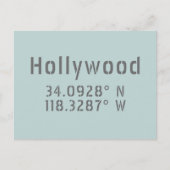 Hollywood breedtegraad lengtegraad briefkaart (Voorkant)