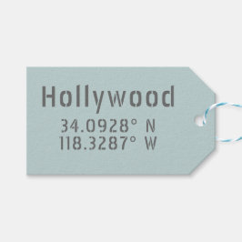 Hollywood Breedtegraad Lengtegraad Cadeaulabel
