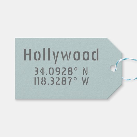 Hollywood Breedtegraad Lengtegraad Cadeaulabel (Voorkant (Horizontaal))