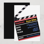 HOLLYWOOD BROADWAY MOVIES Bar Mitzvah Invite Kaart (Voorkant / Achterkant)