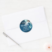 Hollywood bruiloft aankondiging paar blauw ronde sticker (Envelop)