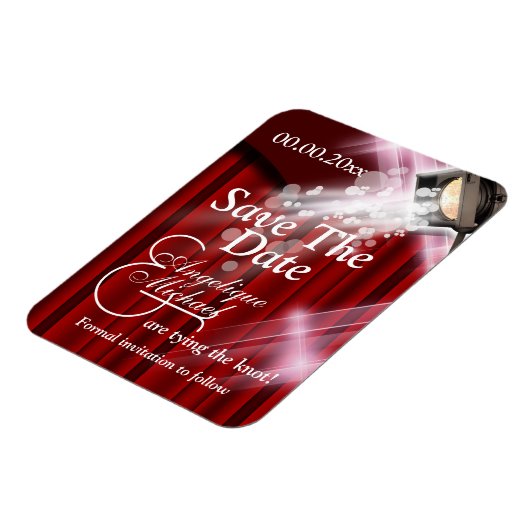 Hollywood bruiloft "save the date" CUSTOM rood Magneet (Linkerzijde)