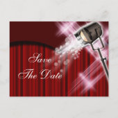 Hollywood bruiloft "save the date" rood zwart wit aankondigingskaart (Achterkant)