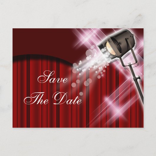 Hollywood bruiloft "save the date" rood zwart wit aankondigingskaart (Achterkant)