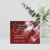 Hollywood bruiloft "save the date" rood zwart wit aankondigingskaart (Staand voorkant)