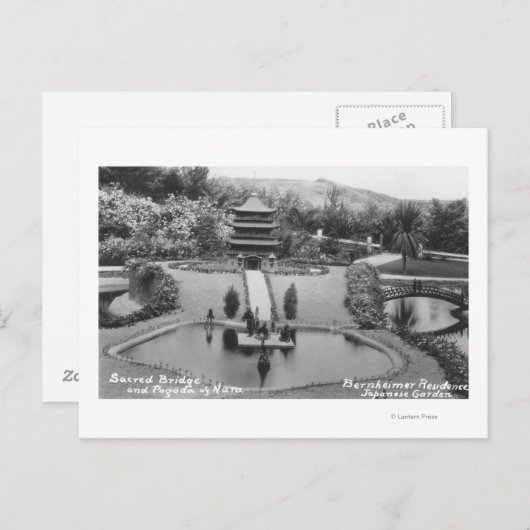 Hollywood, CA Bernheimer Home in de Japanse tuin Briefkaart (Voorkant / Achterkant)