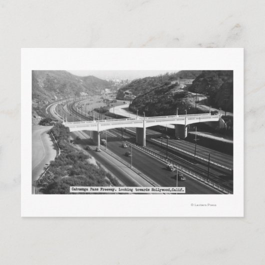 Hollywood, CA Cahuenga Pass Freeway Uitzicht Briefkaart (Voorkant)