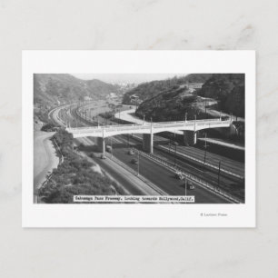 Hollywood, CA Cahuenga Pass Freeway Uitzicht Briefkaart