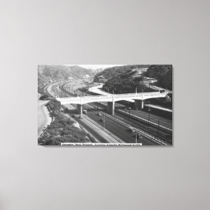 Hollywood, CA Cahuenga Pass Freeway Uitzicht Canvas Afdruk