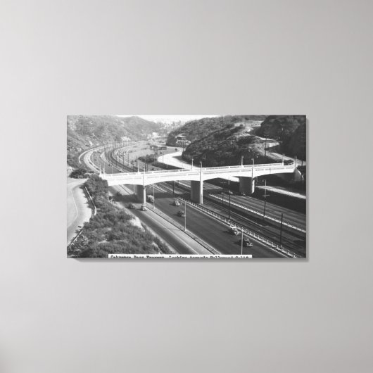 Hollywood, CA Cahuenga Pass Freeway Uitzicht Canvas Afdruk (Voorkant)