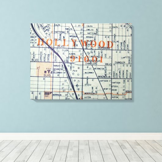 Hollywood, CA  Kaart Afdrukken (Insitu (Houten vloer))