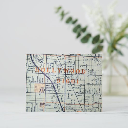 HOLLYWOOD, CA  Map Briefkaart (Staand voorkant)