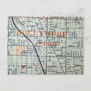 HOLLYWOOD, CA  Map Briefkaart