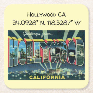 Hollywood CA Map Coordinates  Style Kartonnen Onderzetters