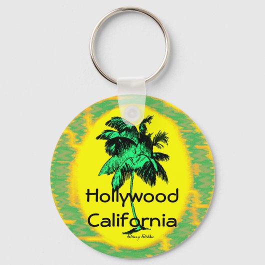 Hollywood CA Palm Tree Sleutelhanger (Voorkant)