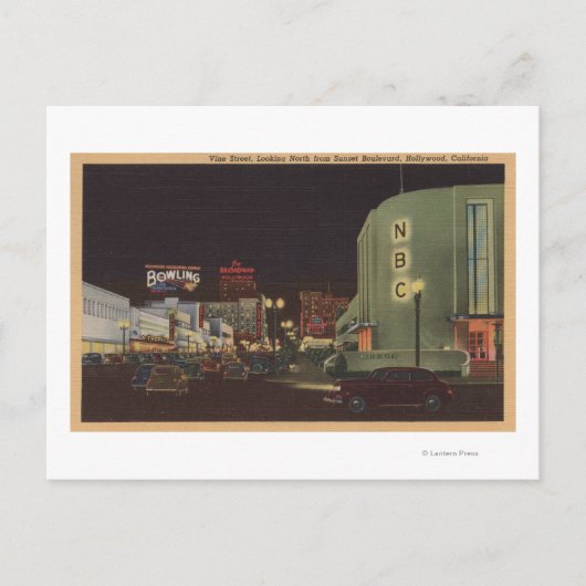 Hollywood, CA-Vine Street, van Sunset Briefkaart (Voorkant)