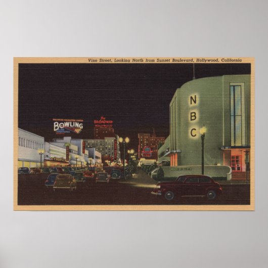 Hollywood, CA-Vine Street, van Sunset Poster (Voorkant)
