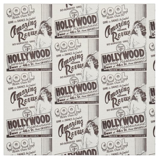 Hollywood Cabaret Restaurant & print uit 1930 Stof (Swatch)