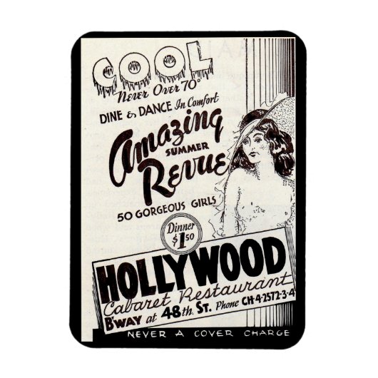 Hollywood Cabaret Restaurant uit 1930 Magneet (Verticaal)