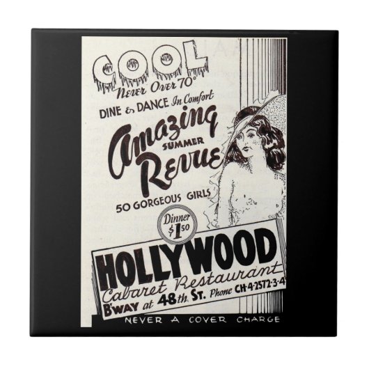 Hollywood Cabaret Restaurant uit 1930 Tegeltje (Voorkant)