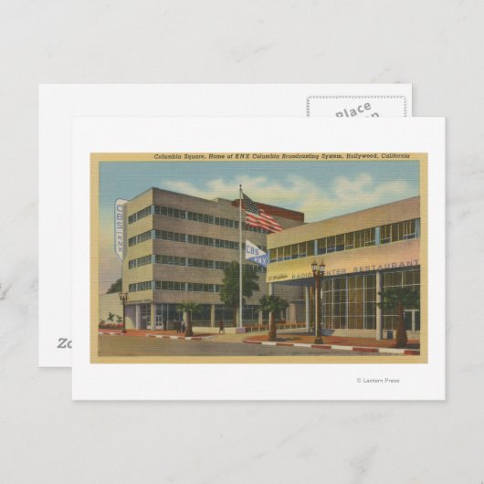 Hollywood, CAColumbia Square, KNX Broadcasting Briefkaart (Voorkant / Achterkant)