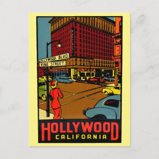 Hollywood California Briefkaart (Voorkant)