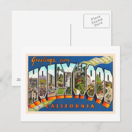 Hollywood California Large Letter Briefkaart (Voorkant / Achterkant)