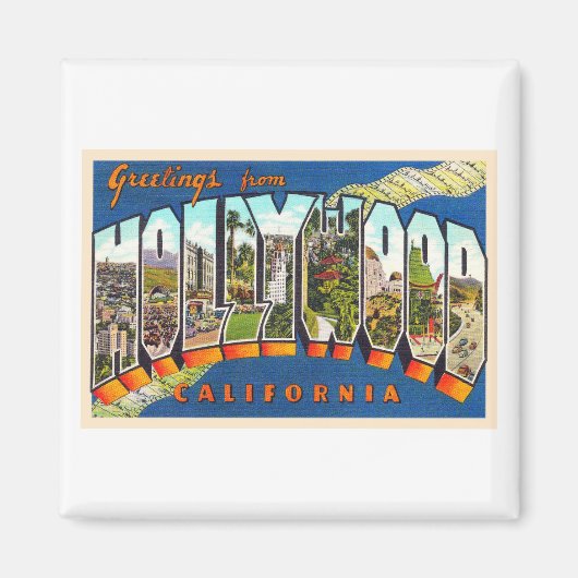 Hollywood California  Large Letter Briefkaart Magneet (Voorkant)