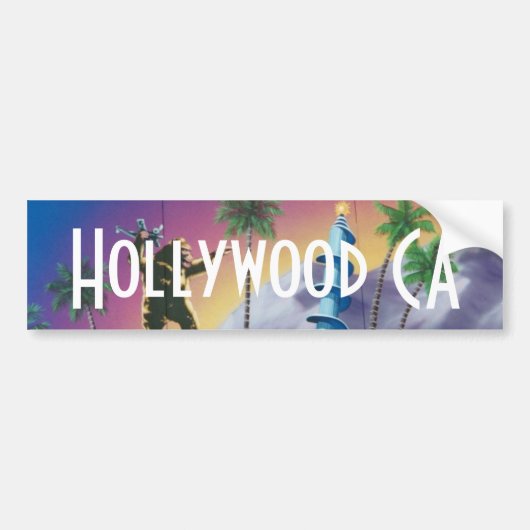 Hollywood California Palm Tree Bumpersticker Art (Voorkant)
