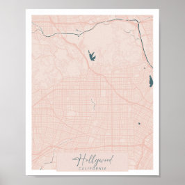 Hollywood California Pink and Blue Cute Script Poster