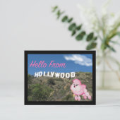 Hollywood California Retro Pink Poodle Briefkaart (Staand voorkant)