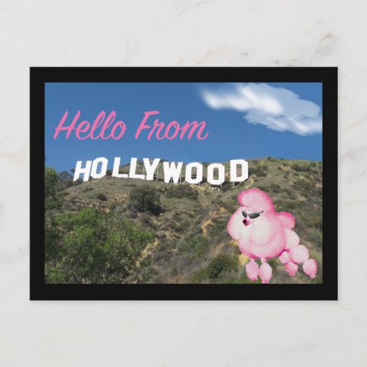 Hollywood California Retro Pink Poodle Briefkaart (Voorkant)