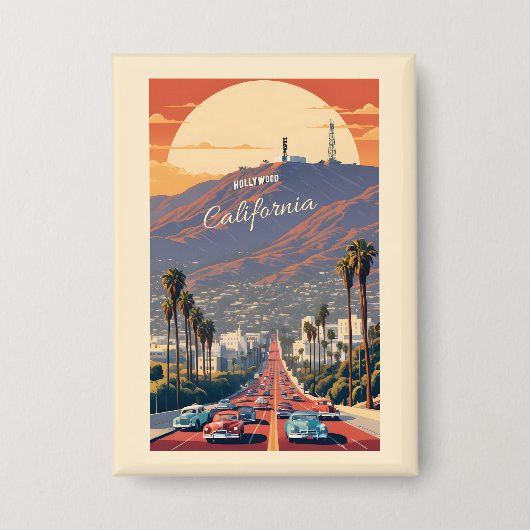 Hollywood Californië Button (Voorkant)