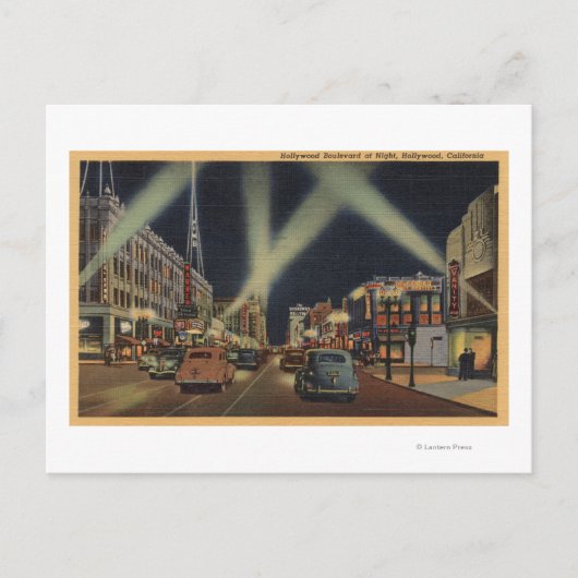 Hollywood, CANight Uitzicht van Hollywood Blvd. Briefkaart (Voorkant)