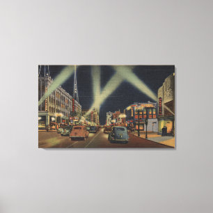 Hollywood, CANight Uitzicht van Hollywood Blvd. Canvas Afdruk