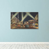 Hollywood, CANight Uitzicht van Hollywood Blvd. Canvas Afdruk (Insitu (Houten vloer))