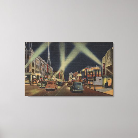 Hollywood, CANight Uitzicht van Hollywood Blvd. Canvas Afdruk (Voorkant)