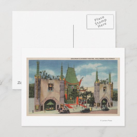 Hollywood, CAView van het Chinese theater van Grau Briefkaart (Voorkant / Achterkant)