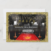 Hollywood & City Limo Rode Feest Uitnodigingen (Voorkant)