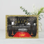 Hollywood & City Limo Rode Feest Uitnodigingen (Staand voorkant)