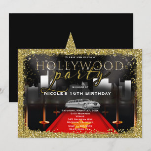 Hollywood & City Limo Rode Feest Uitnodigingen