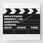 Hollywood Clapboard Clock Vierkante Klok (Voorkant)