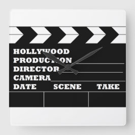 Hollywood Clapboard Clock Vierkante Klok