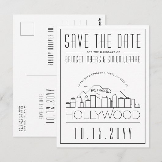 Hollywood | De gestileerde Veldlijn sparen de Datu Briefkaart (Voorkant / Achterkant)