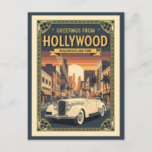 Hollywood en Vine jaren 40 Uitzicht Vintage Stijl Briefkaart
