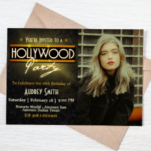 Hollywood Feest met Afbeelding Verjaardag Kaart