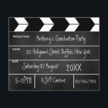 Hollywood Film Afstudeerfeest Chalkboard Uitnodige Flyer<br><div class="desc">Afstudeerfeest klapbord uitnodiging klaar om te worden aangepast aan uw specifieke kenmerken. Houd er rekening mee dat deze begrotingsuitnodiging op flyerpapier staat en erg dun is. Enveloppen zijn niet inbegrepen. Voor dikkere uitnodigingen met enveloppen en bijpassende producten over hetzelfde thema,  zie het collectie hieronder.</div>