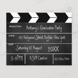 Hollywood Film Afstudeerfeest Krijtbord Uitnodigin Flyer