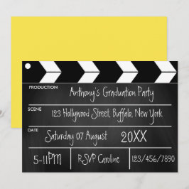 Hollywood Film Afstudeerfeest Krijtbord Uitnodigin Kaart